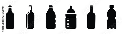 Bottles vector icons set. Different types of bottles icon designsv