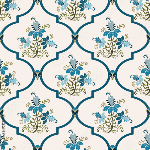 Vector Hand drawn colourful geometric flowers Motifs African boho paisley, seamless patterns with floral for fabric Ethnic Indian Pattern, textiles, clothing, wrapping paper, backdrop, banner.
