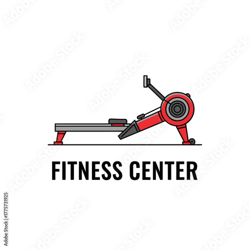 Minimalist Row Machine Illustration for Fitness Center Branding Designs