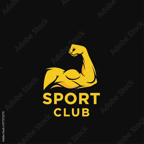 Bold Yellow Bicep Flex Emblem for Fitness Power and Athletic Strength