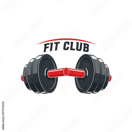 Strong dumbbell fitness club emblem for workout and health training
