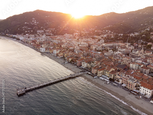 View of the city of Alassio in Liguria (Italy)