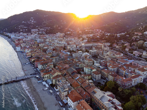 View of the city of Alassio in Liguria (Italy)