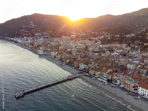 View of the city of Alassio in Liguria (Italy)