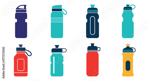 Comprehensive collection of various sport water bottles, showcasing different shapes, colors, and designs for active lifestyle hydration needs.