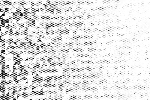 Fragmented halftone texture with pixel-like dot clusters fading across the surface, displayed on a transparent background.
