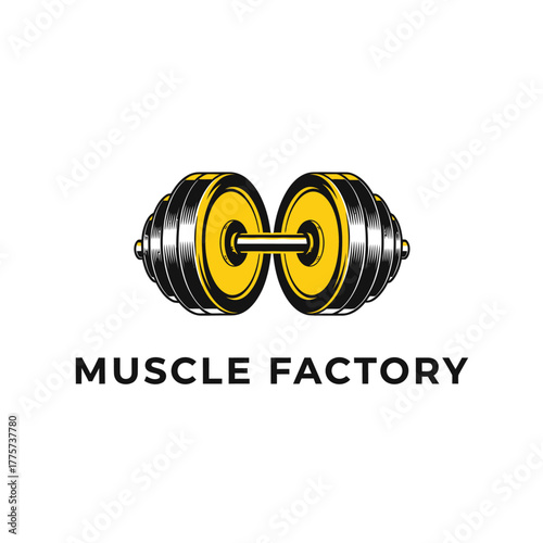 Vibrant Dumbbell Icon for Muscle Enhancement and Vigorous Training Programs