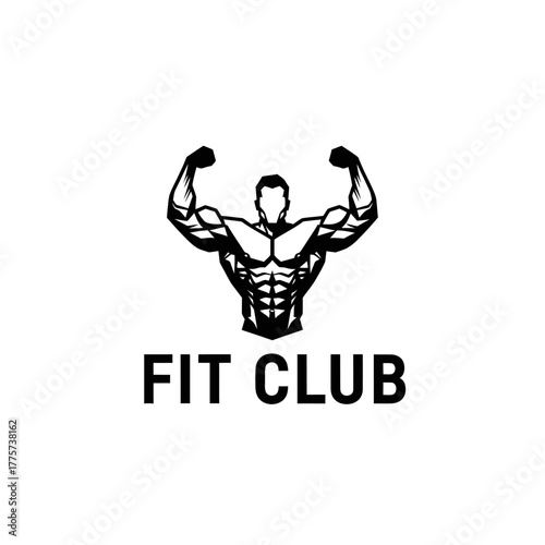 Strong athletic human figure logo for a health and fitness club design