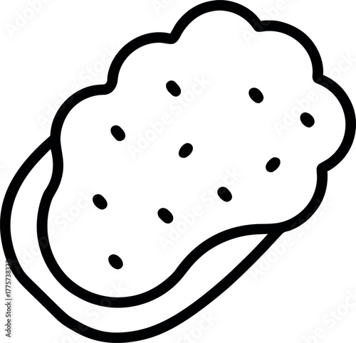 Black and White Tater Tot Line Drawing Vector Illustration
