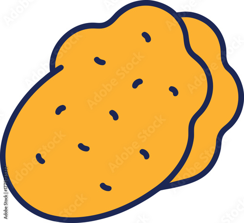 Flat Vector Tater Tot Snack Illustration with Seasoning Detail