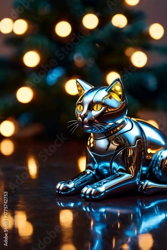 Futuristic Robotic Cat at Christmas