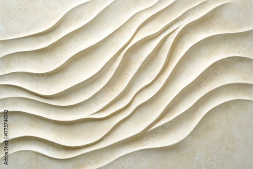 Minimal abstract 3D background with smooth beige waves and soft shadows. Flowing texture in calm neutral tones. Elegant composition for modern interior, design projects, branding, and presentations