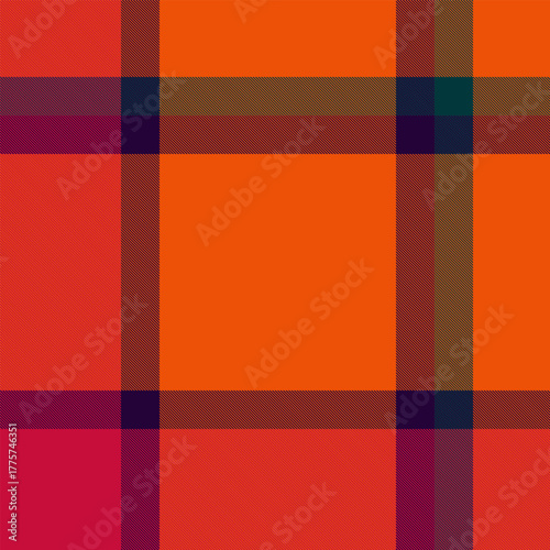 Bold plaid pattern. Orange and red hues create a striking, eyecatching design. Perfect for backgrounds, textiles, or design elements. Versatile  vibrant.