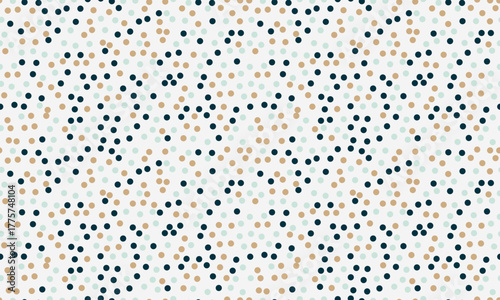 Abstract seamless pattern with small dots in muted blue, beige, and dark teal on white background.  Versatile design ideal for textile prints, website backgrounds, or packaging.