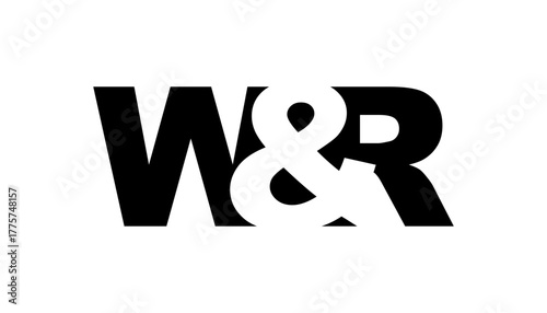 WR logo design in bold style. Black white identity symbol. Modern typography emblem. Corporate branding icon.