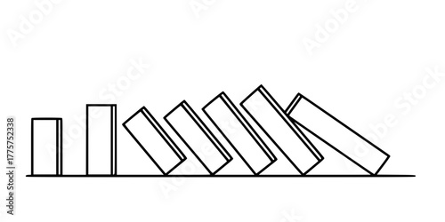 Domino Effect Risk Minimalist Line Art Vector