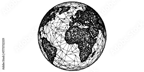 Global Neural Network World Map Flat Vector Icon
