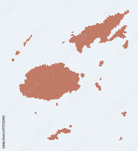 Fiji shape rings. Country map formed by stacked circles. Fiji boundary shape design. Creative vector illustration.