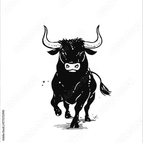 bull. bull simple black and white line art vector logo