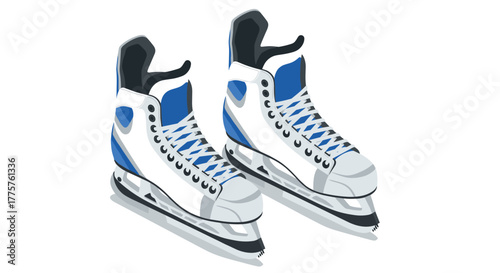Isometric ice hockey skates on white background