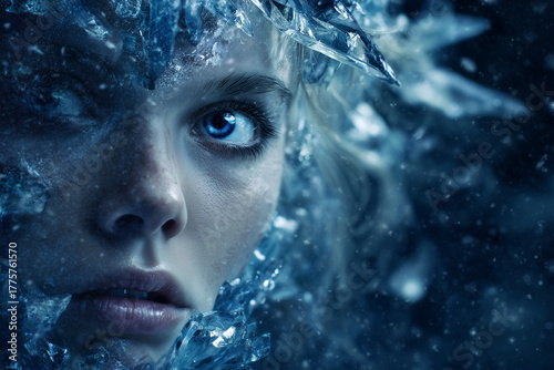 illustrztion of a snowy woman face