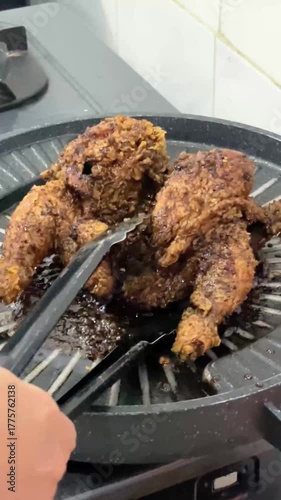 the process of roasting chicken on the stove