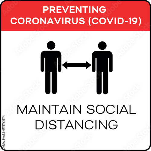 A powerful conceptual image promoting the message “Stop the Spread of the Virus.” It emphasizes key safety measures maintain distance