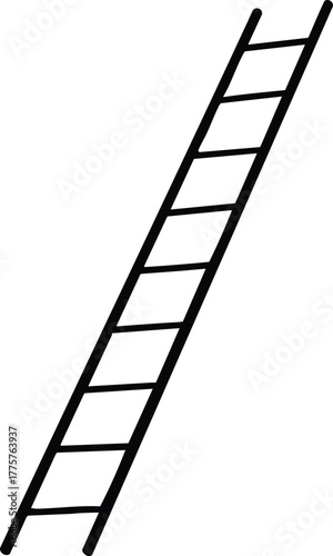 Ladder tool for climbing and reaching high places simple black outline vector illustration 