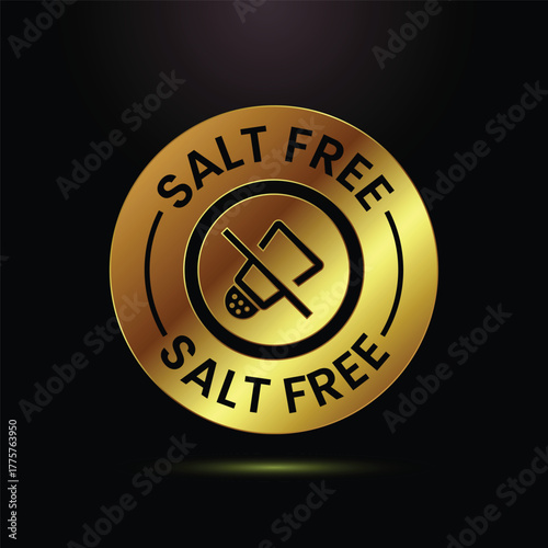 Salt Free Golden Stamp Icon Design Sign for Dietary Food Product