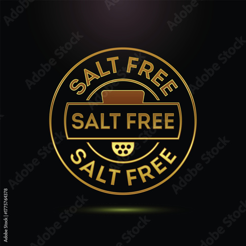 Gold Salt Free Stamp Badge Icon Design for Healthy Food Products