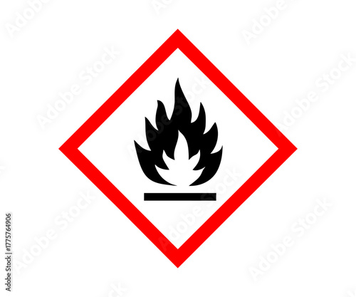 Flammable hazard icon. Flammable warning sign icon, hazard fire symbol vector design and illustration.
