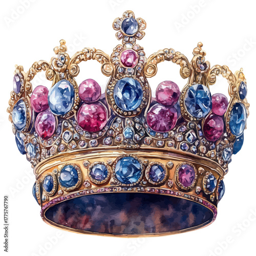 Royal Coronet, watercolor drawing vector, isolated on a white background.
