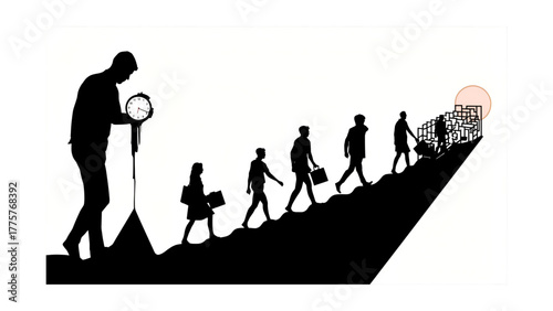 Time, Aging, and Life’s Journey - Silhouettes of Aging, Reflection, and Life Progression