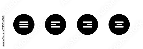 Align icons, Solid menu icons, hamburger buttons, navigation symbols, vector illustration.