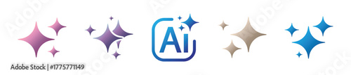 Ai generate solid icon set. Artificial intelligence symbol set - Vector 