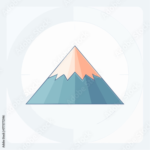 Geometric Stylized Mountain Peak with Subtle Color Gradient Under a Circular Outline