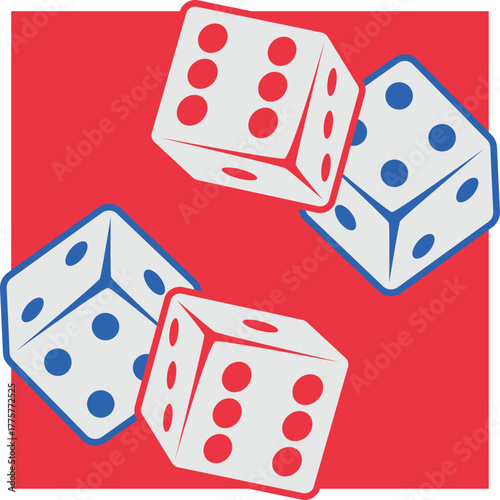 Dice, Vector Dice Image, Dice Logo, Dice Icon, Rolling Dice Cartoon.
