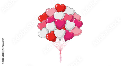 Balloons of Love: A cluster of heart-shaped balloons, symbolizing affection, floating gracefully with vibrant colors, ideal for expressing romance or celebrating love in any form.