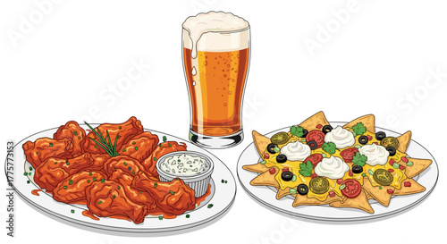 Festive Feast: Delicious array of appetizers and refreshing beverage, perfect for any social gathering.