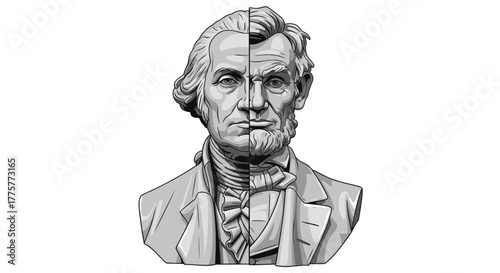 Lincoln's Legacy: A dual portrait of a historical figure. This striking illustration highlights the enduring image and influence of one of history's most prominent figures.