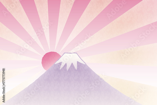 富士山と初日の出のイラスト