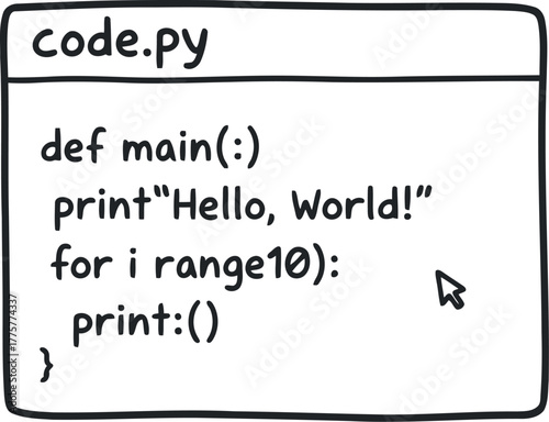 Hand drawn python code snippet on a white background