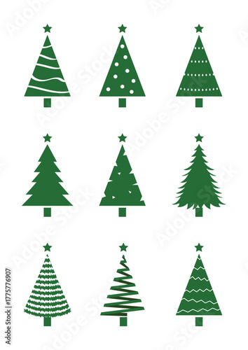 Set of vector icons of Christmas trees