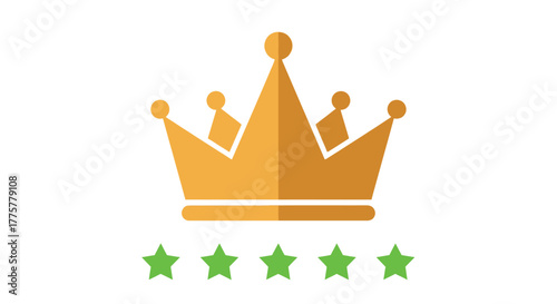 Golden crown icon with five navy stars below royalty symbol