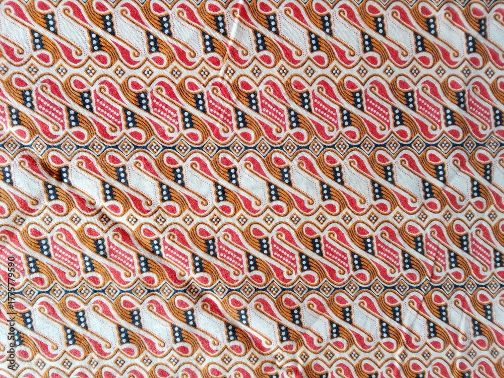 Fototapeta premium The parang batik motif appears abstract, with repeating patterns resembling geometric shapes. It's a traditional Indonesian motif.
