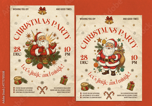 Vintage Santa Christmas Party Flyer Layout