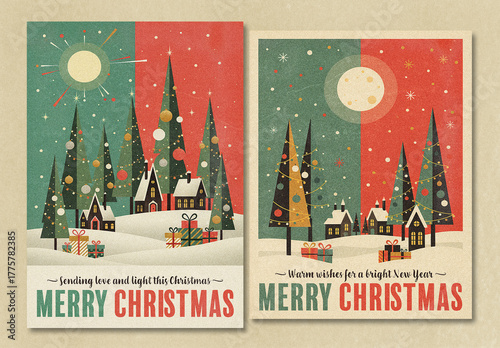 Merry Christmas Vintage Greeting Poster Layout