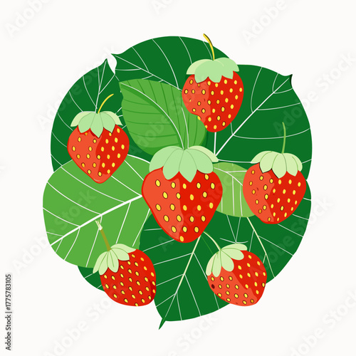 Vibrant Ripe Strawberries Nestled Amongst Lush Green Leaves