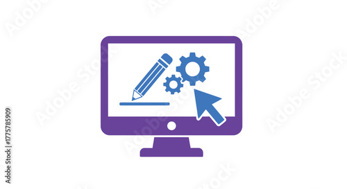 Digital creation tools displayed on a computer monitor screen icon