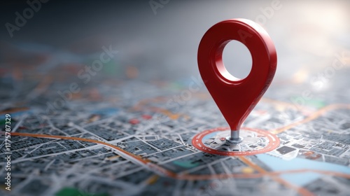 3D Map travel location. Locator mark of map and location pin or navigation icon sign on background with search. 3D rendering.